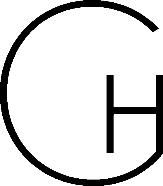 Das Signet des Logos der Glashütte Düren mit einem schwarzen G und einem H